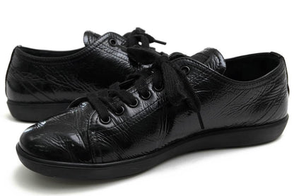 PRADA Sneakers Shoes Low-Cut EU 36.5 US 6.5 Patent Leather Black Authentic