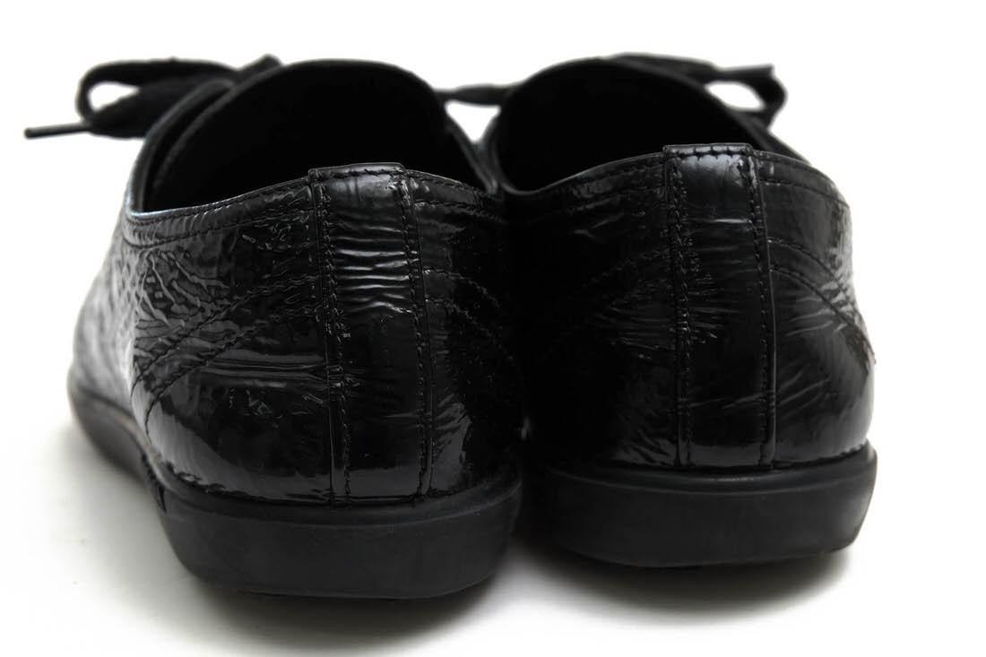 PRADA Sneakers Shoes Low-Cut EU 36.5 US 6.5 Patent Leather Black Authentic