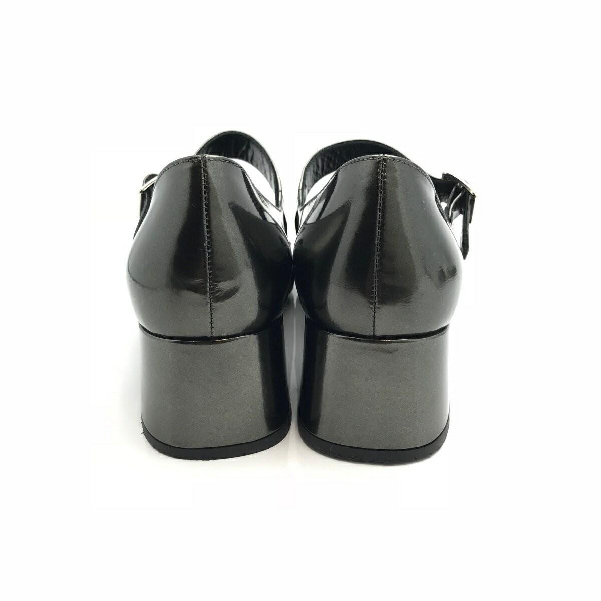 PRADA Shoes Pumps Heel EU 36.5 US 6.5 Leather metallic gray Authentic