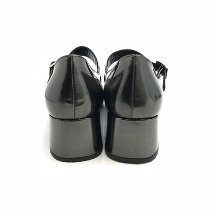 PRADA Shoes Pumps Heel EU 36.5 US 6.5 Leather metallic gray Authentic