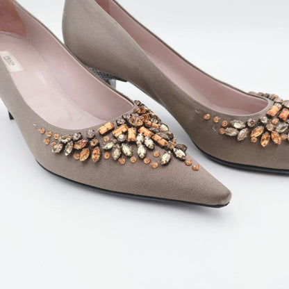 PRADA Shoes Pumps Heel EU 36.5 US 6.5 Brown Authentic