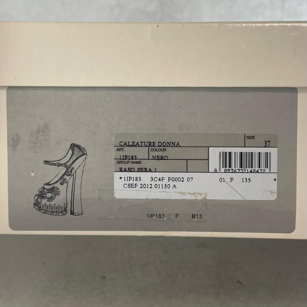 PRADA Shoes Pumps Heel EU 37.0 US 7.0 Fabric Leather Black Purple Authentic