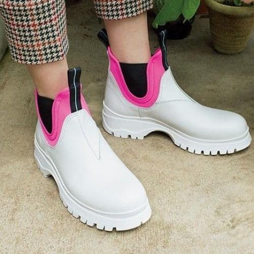 PRADA Short Boots Shoes EU 37 US 7 White Pink Authentic
