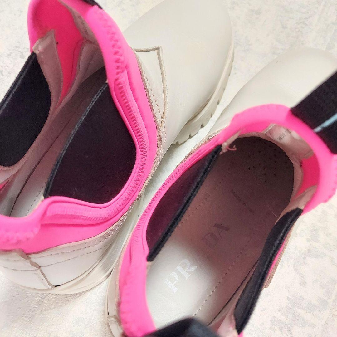 PRADA Short Boots Shoes EU 37 US 7 White Pink Authentic