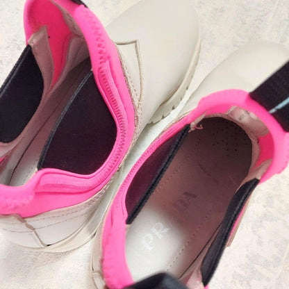 PRADA Short Boots Shoes EU 37 US 7 White Pink Authentic