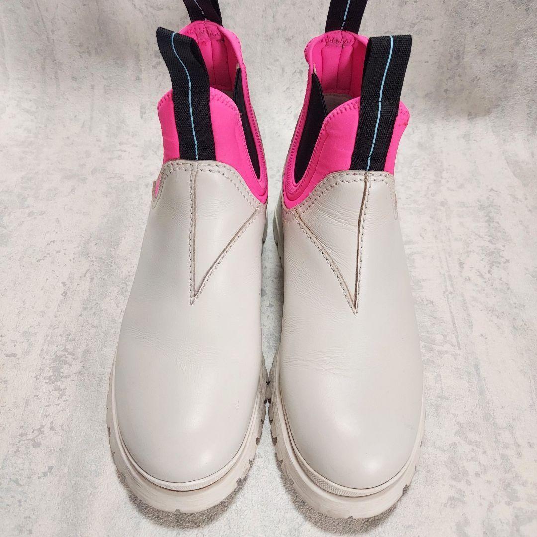 PRADA Short Boots Shoes EU 37 US 7 White Pink Authentic