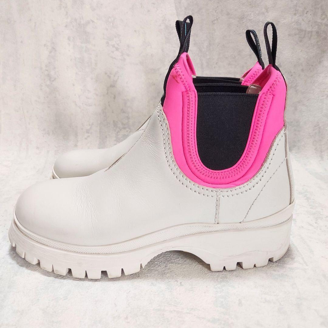 PRADA Short Boots Shoes EU 37 US 7 White Pink Authentic