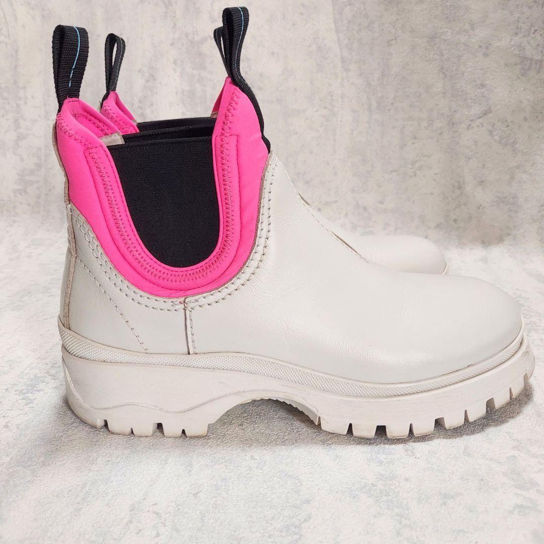 PRADA Short Boots Shoes EU 37 US 7 White Pink Authentic