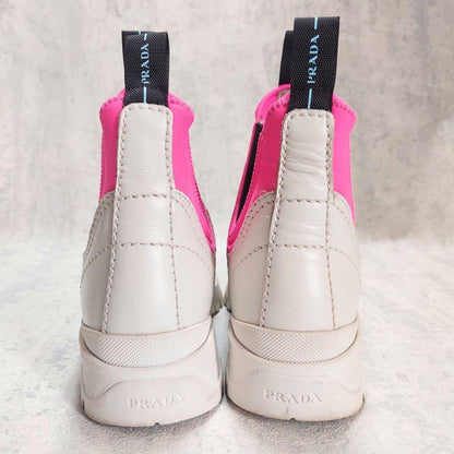 PRADA Short Boots Shoes EU 37 US 7 White Pink Authentic