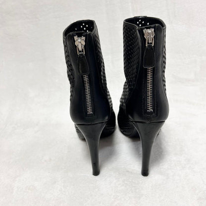 PRADA Short Boots Shoes EU 36.5 US 6.5 Perforated Leather Black Authentic