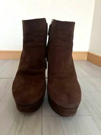 PRADA Short Boots Shoes EU 36 US 6 Suede Brown Authentic