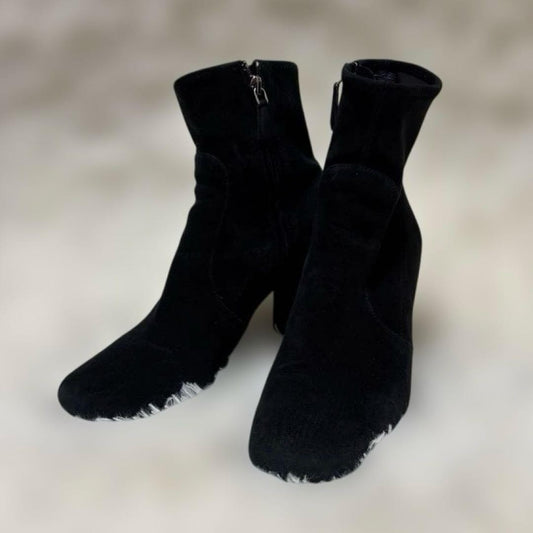 PRADA Short Boots Shoes EU 37 US 7 Suede Black Authentic