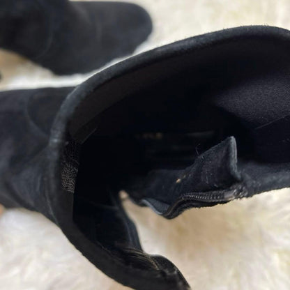 PRADA Short Boots Shoes EU 37 US 7 Suede Black Authentic