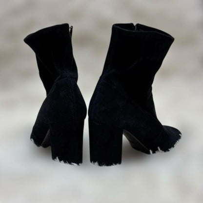 PRADA Short Boots Shoes EU 37 US 7 Suede Black Authentic