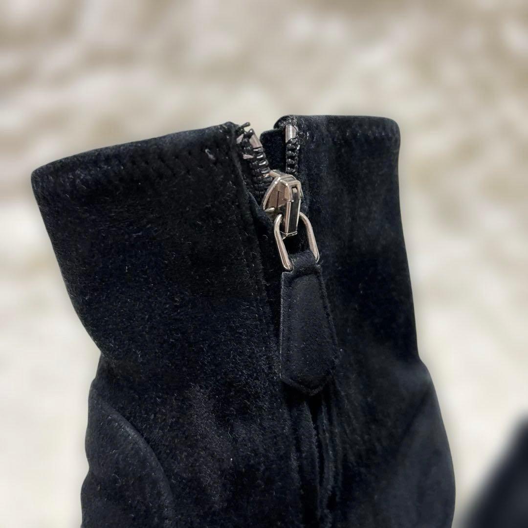 PRADA Short Boots Shoes EU 37 US 7 Suede Black Authentic