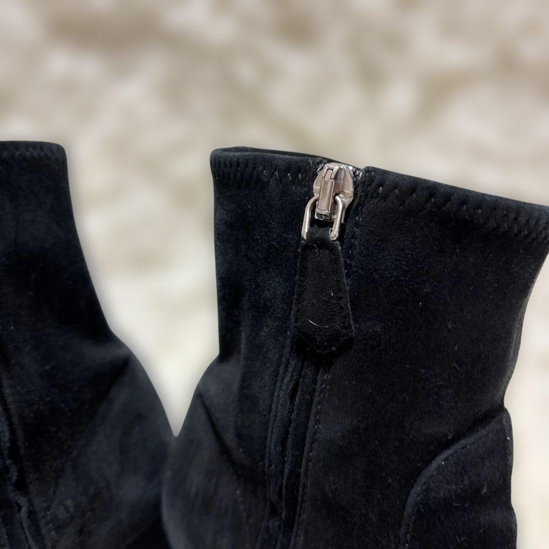 PRADA Short Boots Shoes EU 37 US 7 Suede Black Authentic