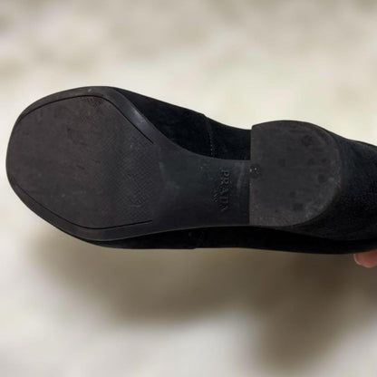 PRADA Short Boots Shoes EU 37 US 7 Suede Black Authentic