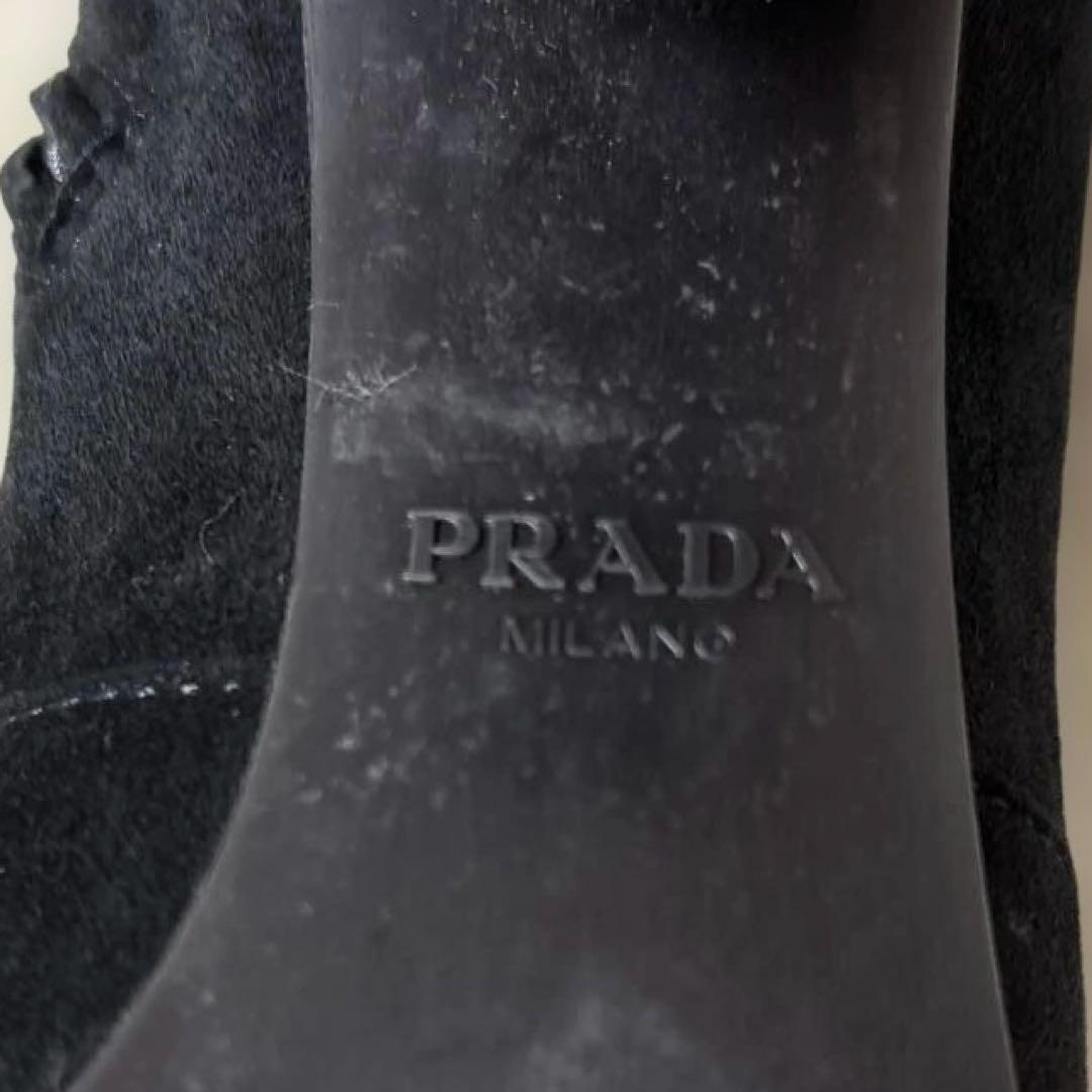 PRADA Short Boots Shoes EU 37 US 7 Suede Black Authentic