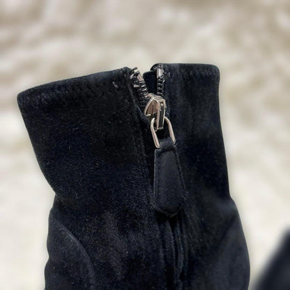 PRADA Short Boots Shoes EU 37 US 7 Suede Black Authentic