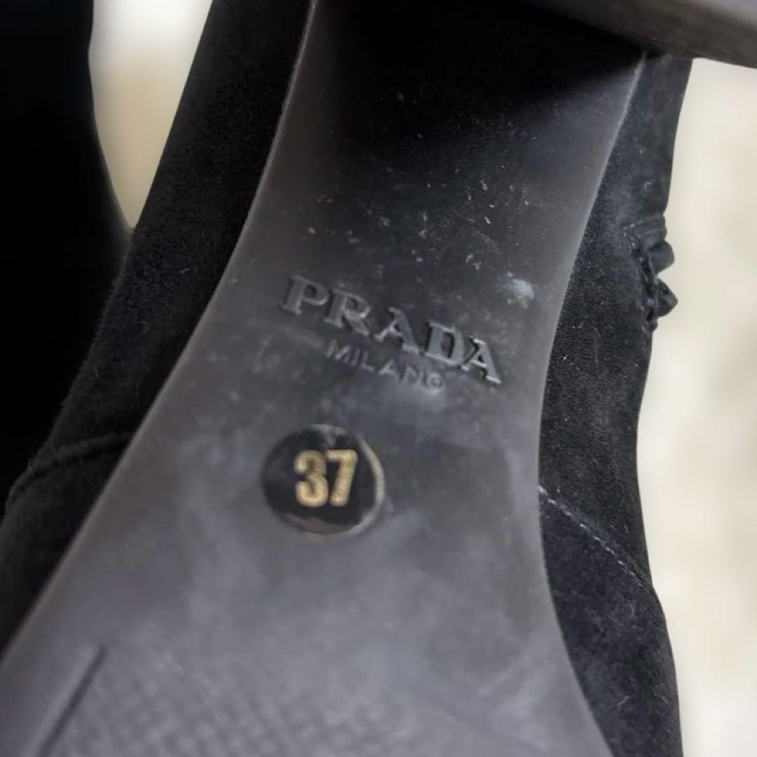 PRADA Short Boots Shoes EU 37 US 7 Suede Black Authentic