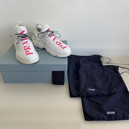 PRADA Sneakers Shoes Low-Cut EU 37.5 US 7.5 White Pink Authentic