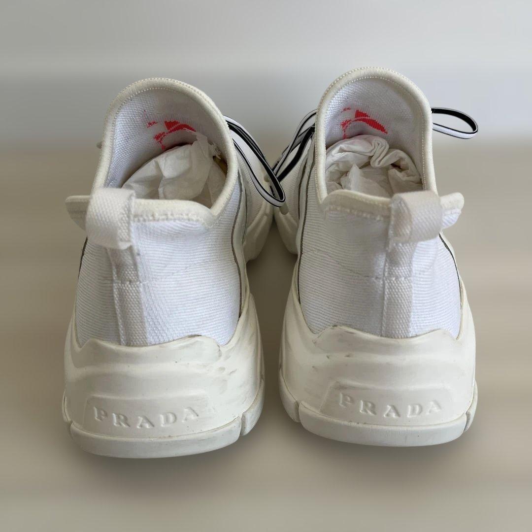 PRADA Sneakers Shoes Low-Cut EU 37.5 US 7.5 White Pink Authentic