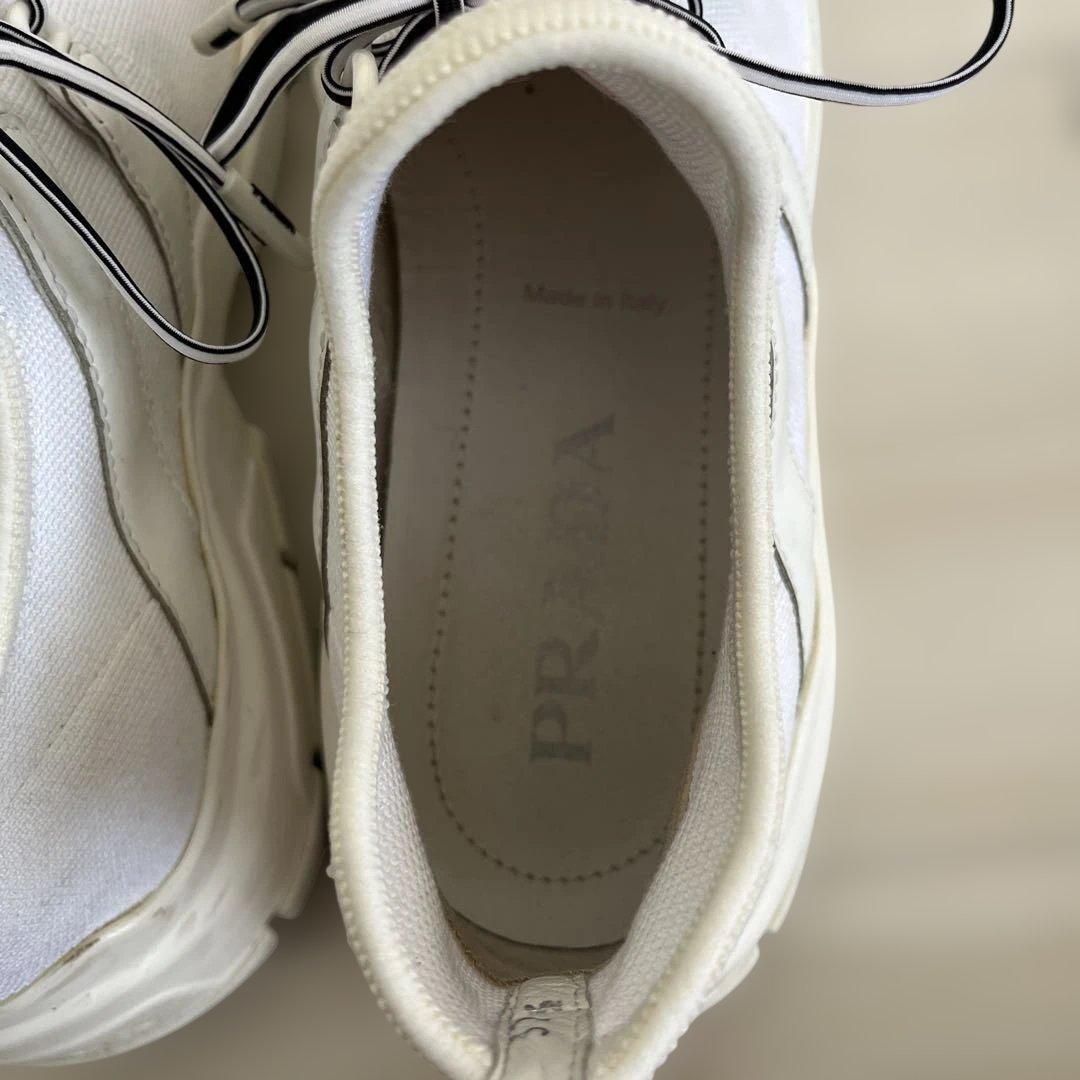 PRADA Sneakers Shoes Low-Cut EU 37.5 US 7.5 White Pink Authentic