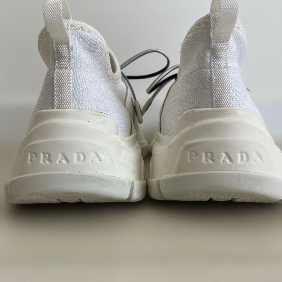 PRADA Sneakers Shoes Low-Cut EU 37.5 US 7.5 White Pink Authentic