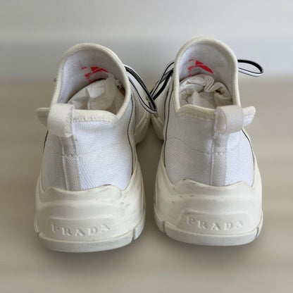 PRADA Sneakers Shoes Low-Cut EU 37.5 US 7.5 White Pink Authentic