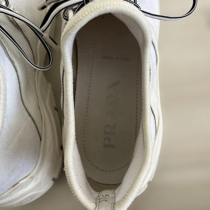 PRADA Sneakers Shoes Low-Cut EU 37.5 US 7.5 White Pink Authentic