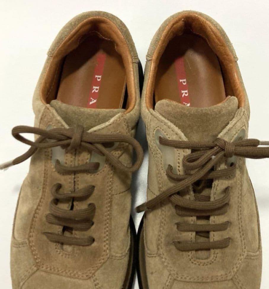 PRADA Sneakers Shoes Low-Cut EU 36.5 US 6.5 Suede Beige Authentic