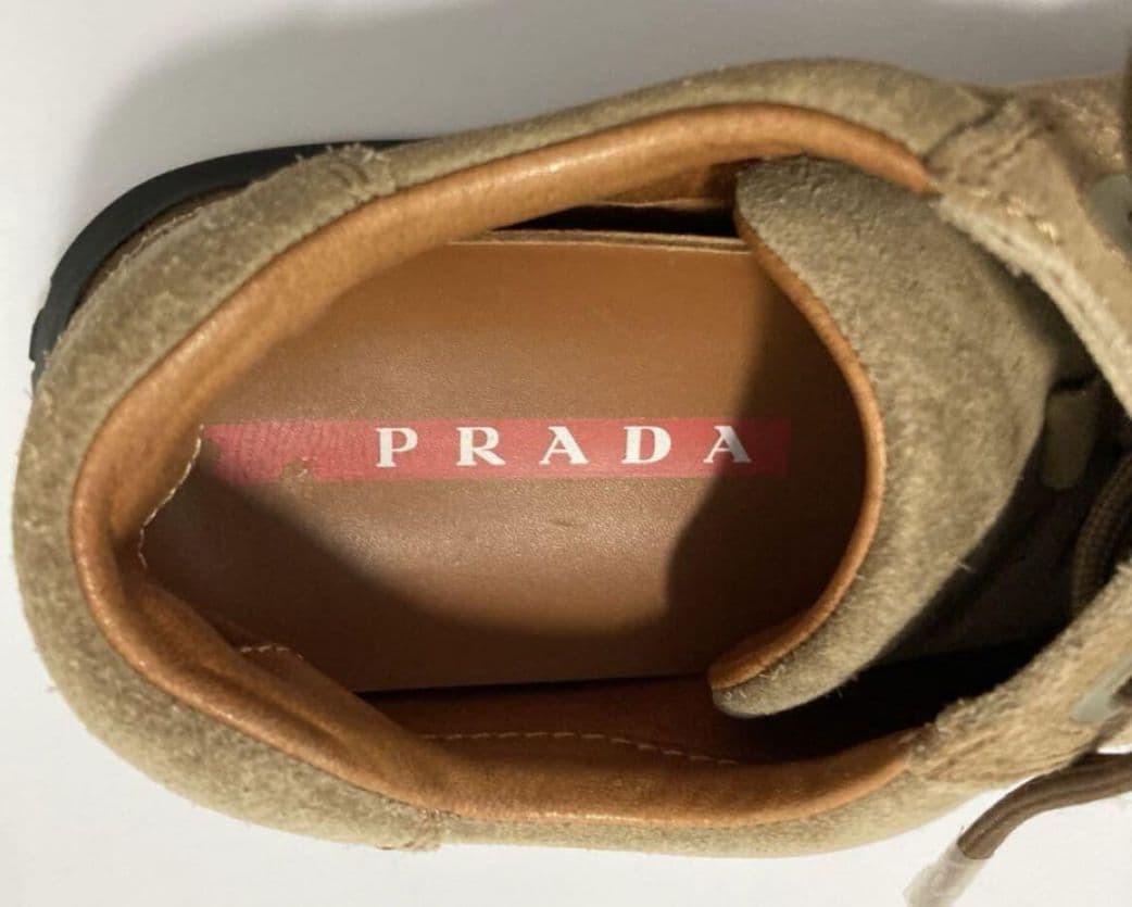PRADA Sneakers Shoes Low-Cut EU 36.5 US 6.5 Suede Beige Authentic