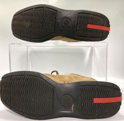 PRADA Sneakers Shoes Low-Cut EU 36.5 US 6.5 Suede Beige Authentic