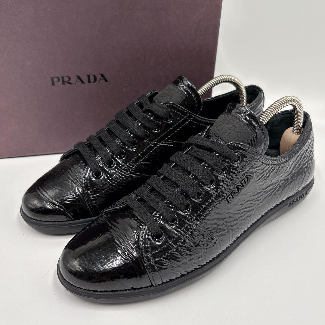 PRADA Sneakers Shoes Low-Cut EU 37 US 7 Black Authentic