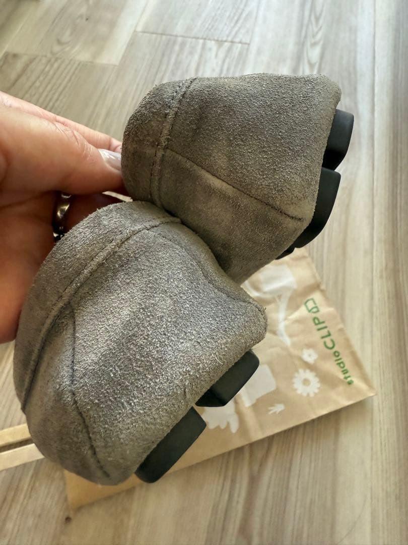 PRADA Loafers Shoes EU 37.5 US 7.5 Suede Gray Authentic