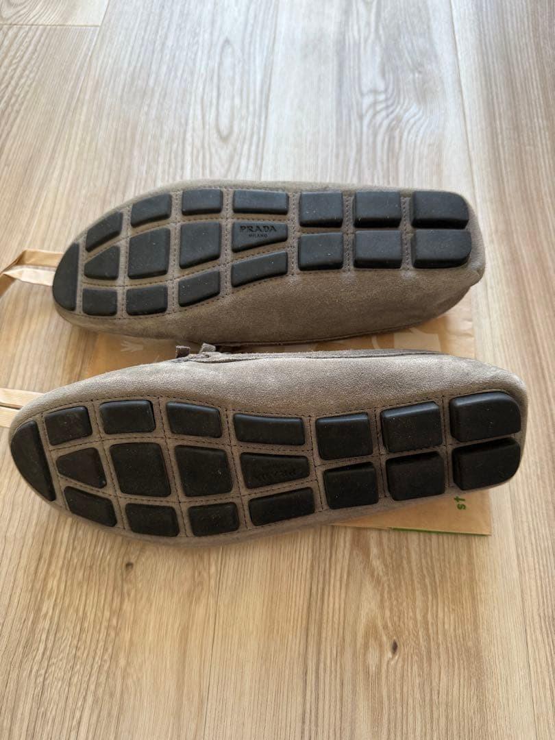 PRADA Loafers Shoes EU 37.5 US 7.5 Suede Gray Authentic