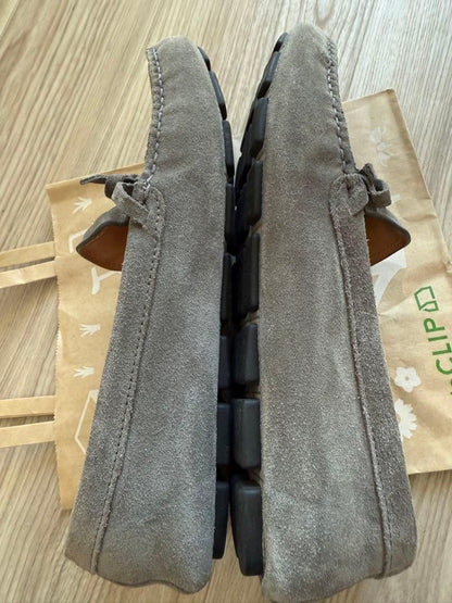 PRADA Loafers Shoes EU 37.5 US 7.5 Suede Gray Authentic