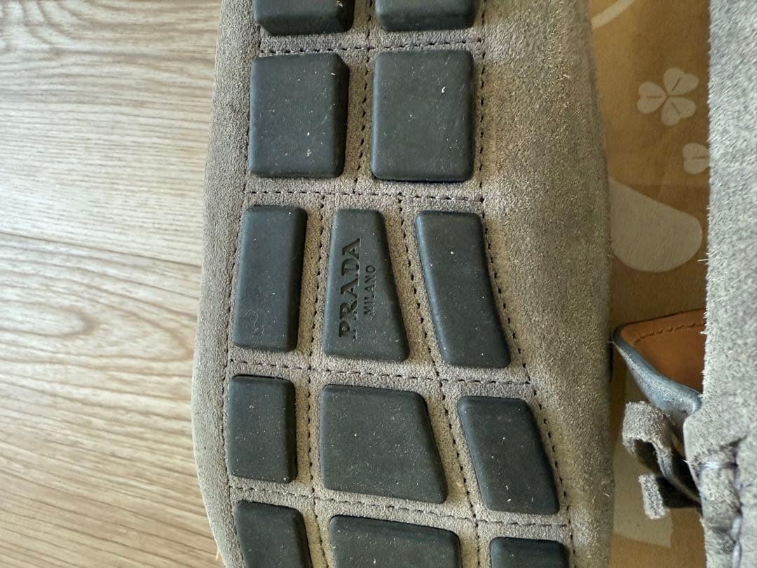 PRADA Loafers Shoes EU 37.5 US 7.5 Suede Gray Authentic