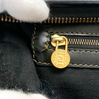 FENDI Pecan Mini Boston Purse Handbag FF Leather Brown Black Auth Unisex Used