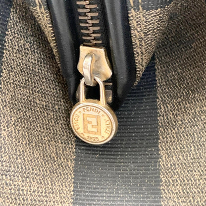 FENDI Pecan Mini Boston Purse Handbag FF Leather Brown Black Auth Unisex Used