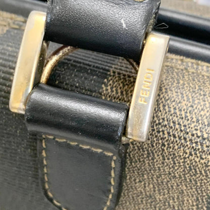 FENDI Pecan Mini Boston Purse Handbag FF Leather Brown Black Auth Unisex Used