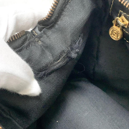 FENDI Pecan Mini Boston Purse Handbag FF Leather Brown Black Auth Unisex Used