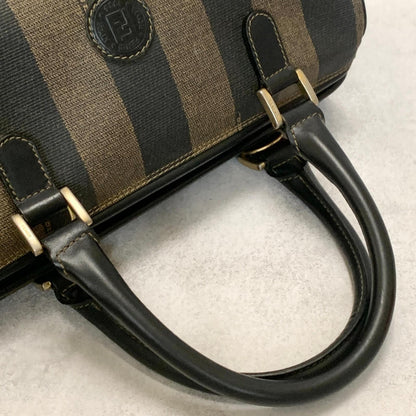 FENDI Pecan Mini Boston Purse Handbag FF Leather Brown Black Auth Unisex Used