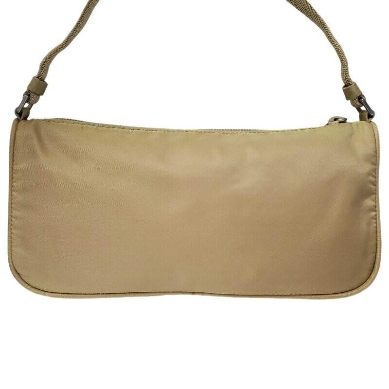 PRADA Accessory Pouch Hand Pouch Logo Nylon Beige Authentic