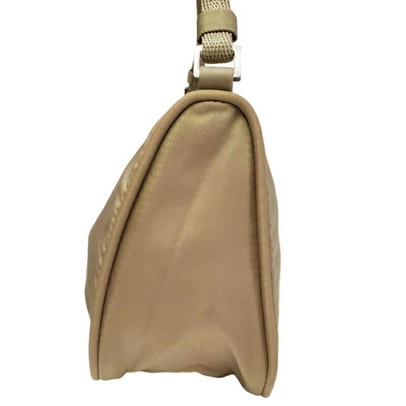 PRADA Accessory Pouch Hand Pouch Logo Nylon Beige Authentic