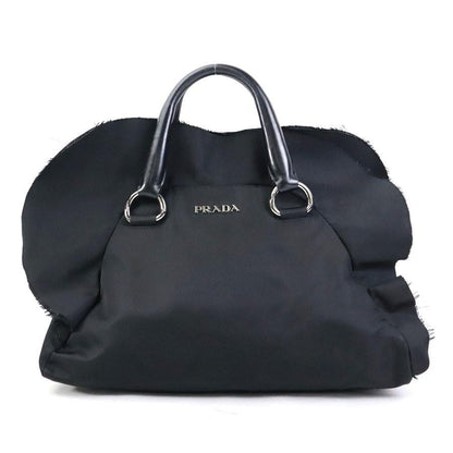 PRADA Hand Bag Tote Purse Nylon Leather Black Authentic