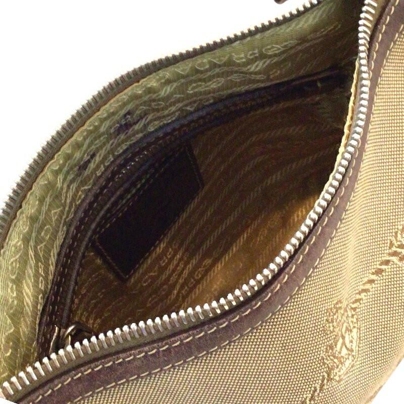 PRADA Shoulder Bag Purse Canvas Leather Authentic