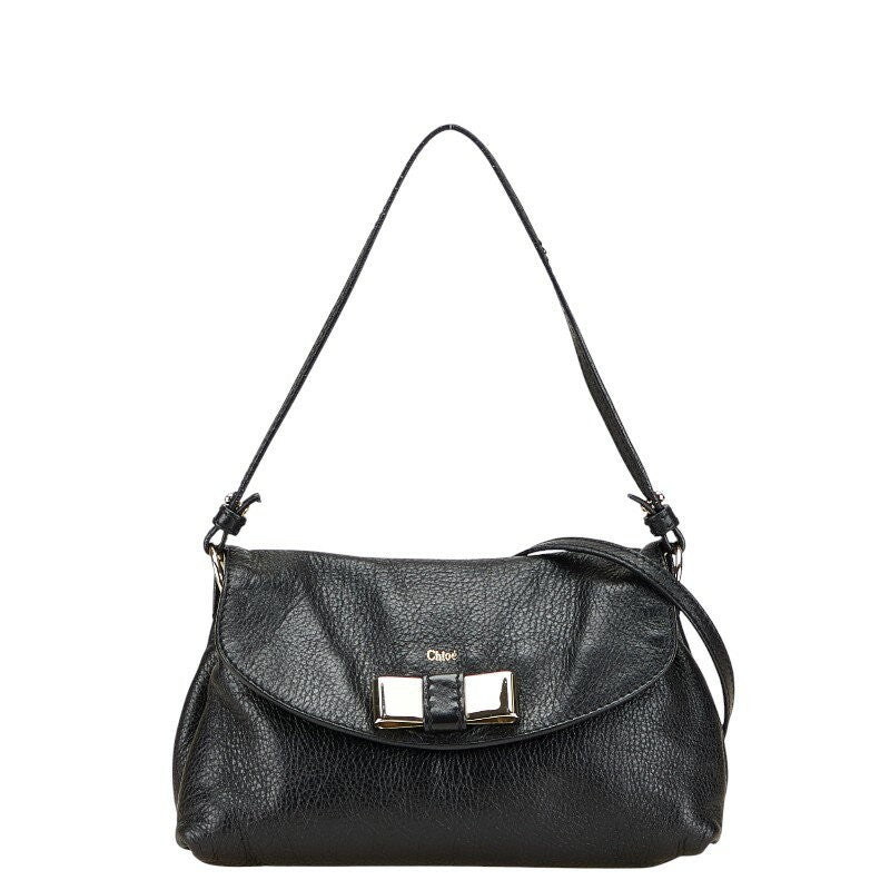 Chloe Hand Shoulder Bag Tote Purse 2way Leather Black Authentic