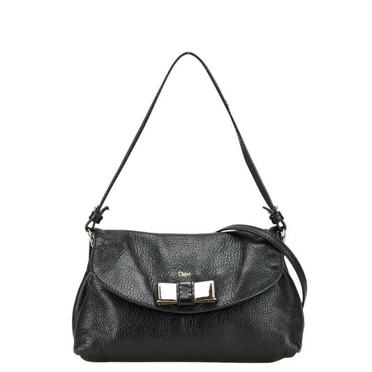 Chloe Hand Shoulder Bag Tote Purse 2way Leather Black Authentic