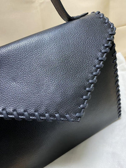 Saint Laurent Hand Bag Tote Purse Leather Black Authentic